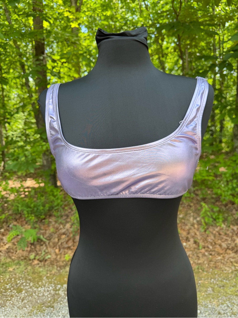 Women’s Shiny Lavender Crop Bikini Top